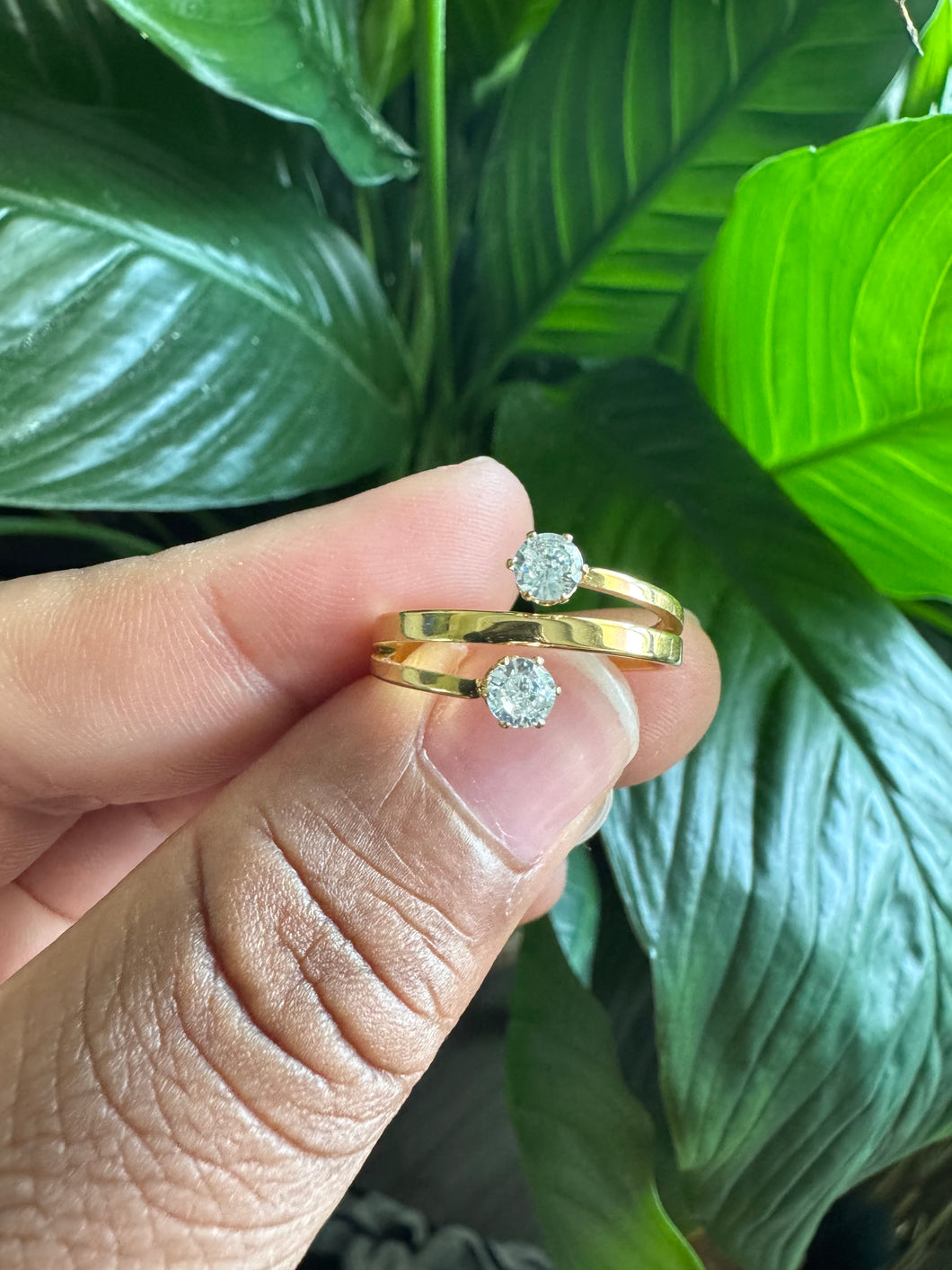 Stainless Steel Double Band CZ Ring Size 9