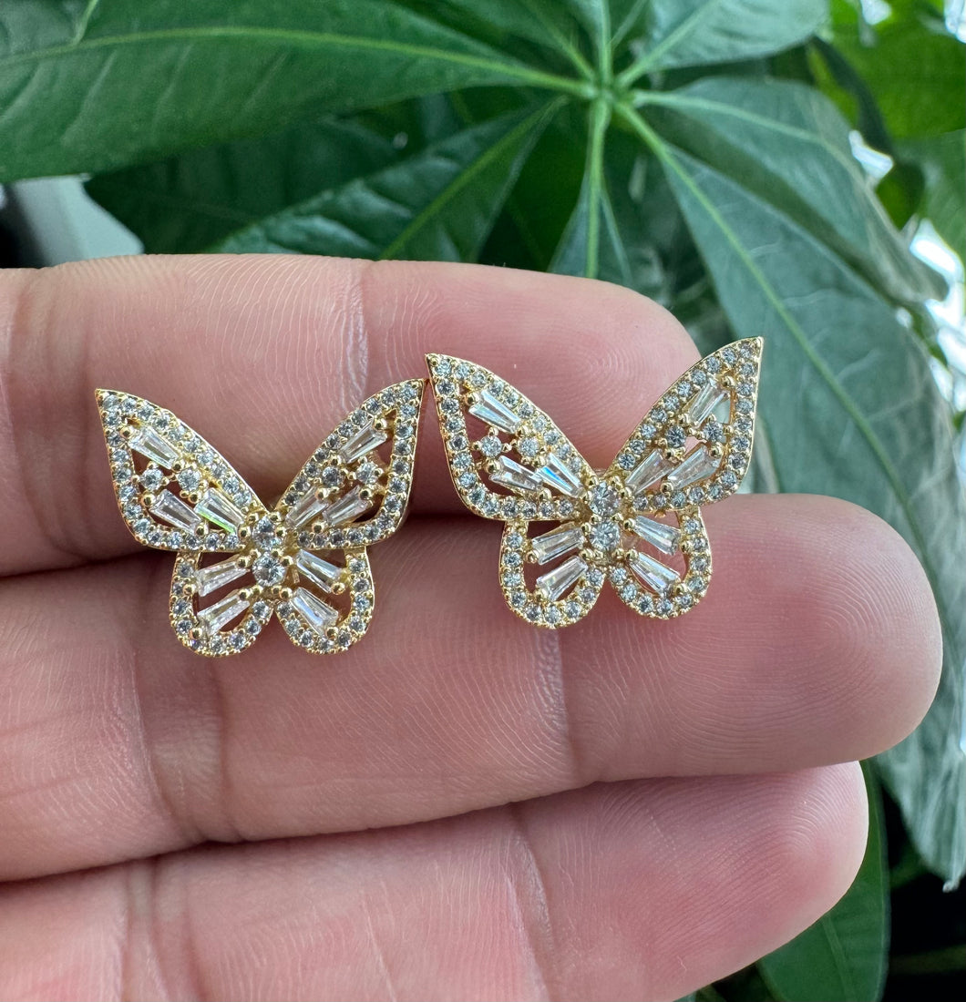 Bezel Butterfly Stud Earrings