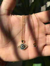 Load image into Gallery viewer, Blue and Clear Evil Eye Necklace
