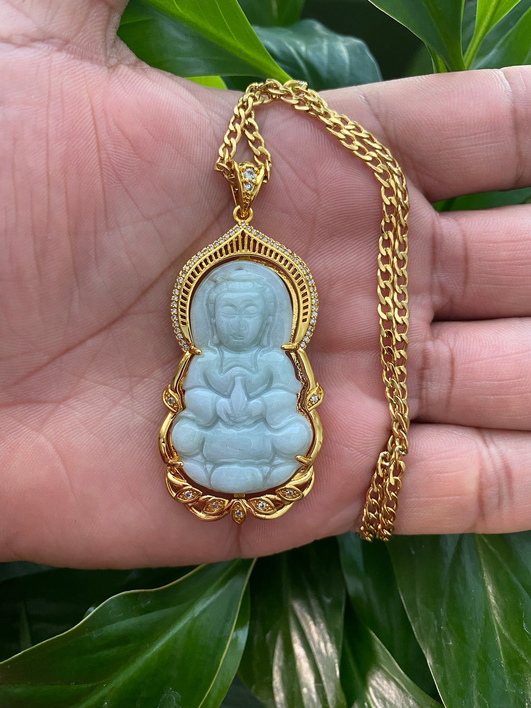 *Preorder* XL Light Green Jade Buddha Necklace