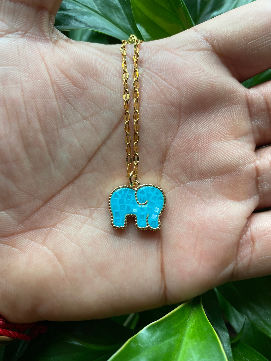 *Preorder* Blue Mosaic Elephant Necklace