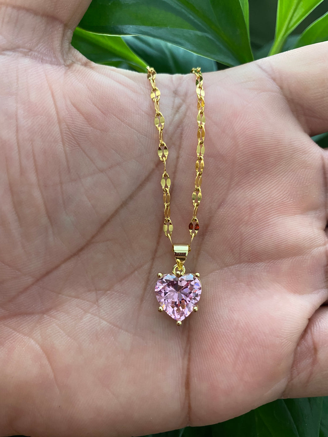 Bling Pink Heart Necklace